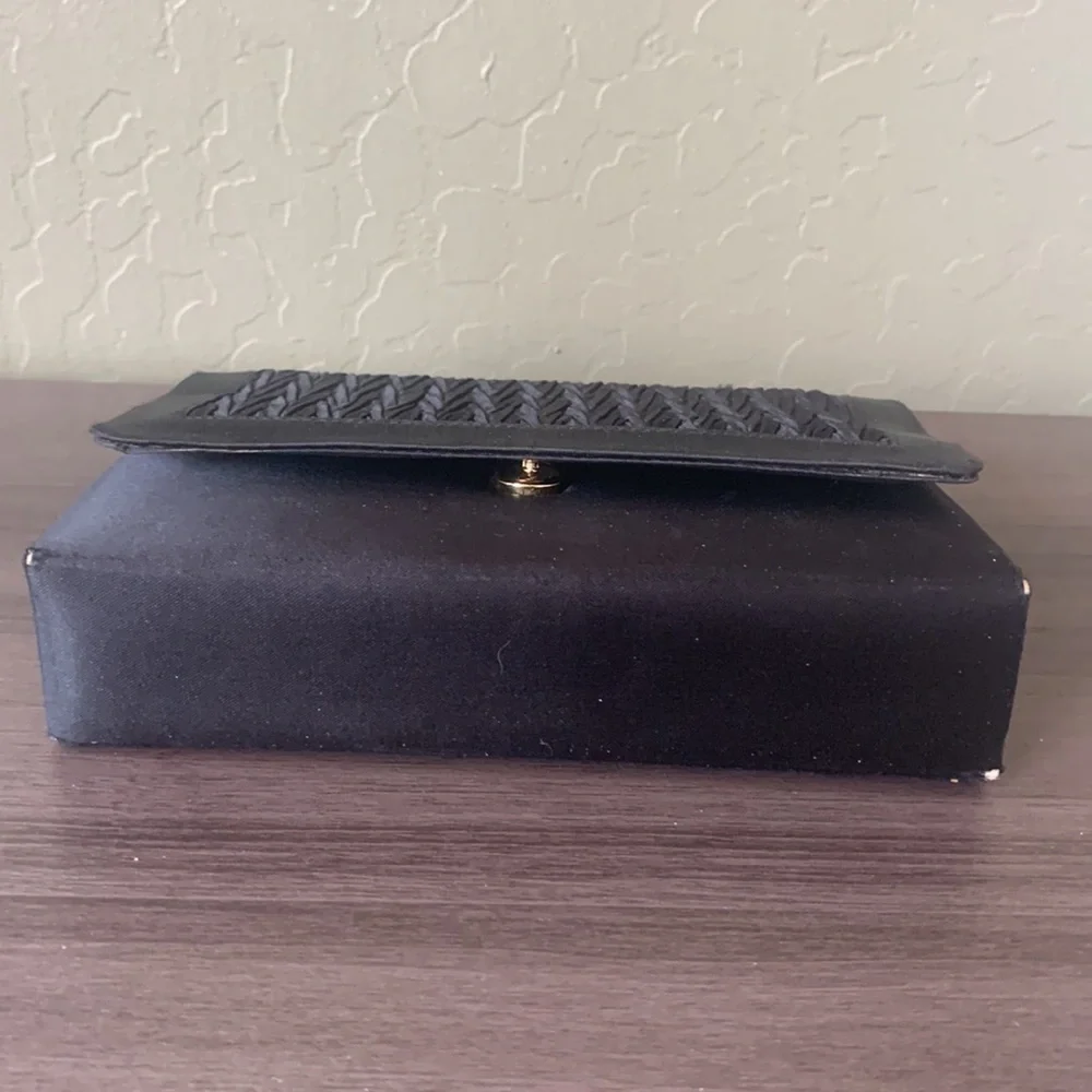 Chateaux Black Satin Evening Formal Clutch‎ Shoulder Purse